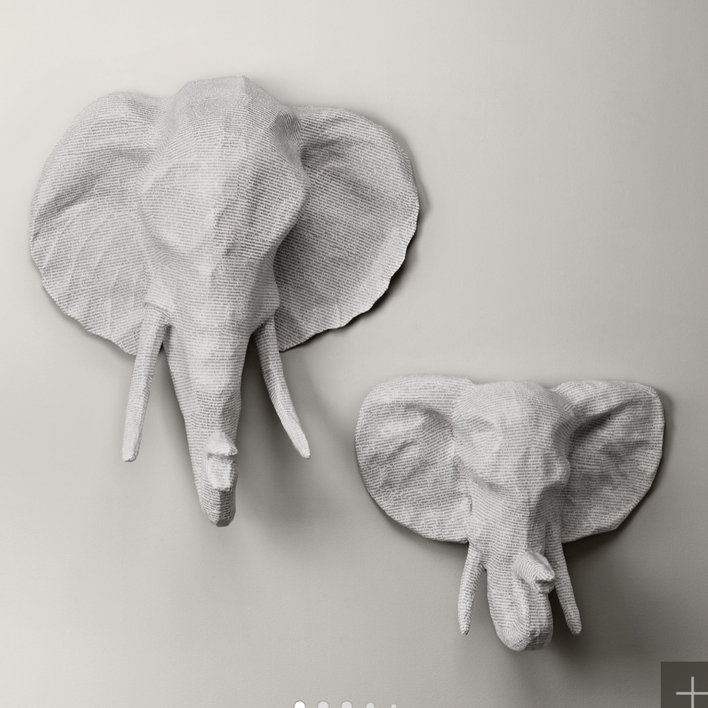 Restoration Hardware PAPIER-MÂCHÉ Elephant and Giraffe Head.